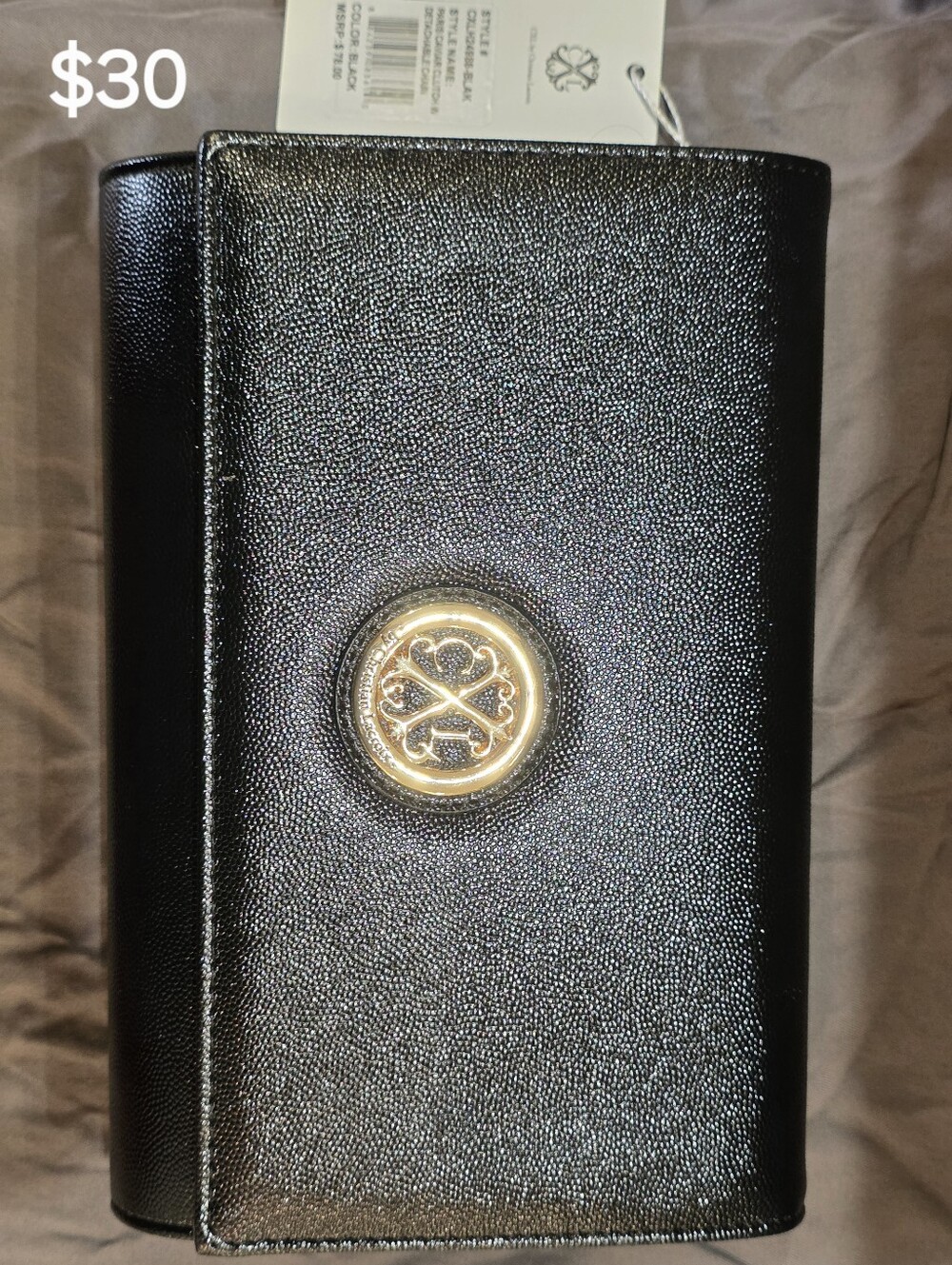 Christian Lacroix Black Wallet with Gold Emblem